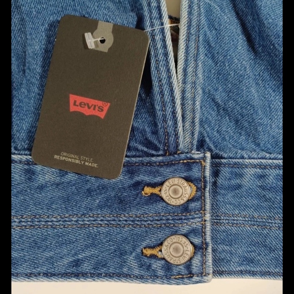 Levi's DAISY Denim JEAN Cowgirl Crop Top HALTER Stretch S110786 SIZE Large NWT - Picture 5 of 13